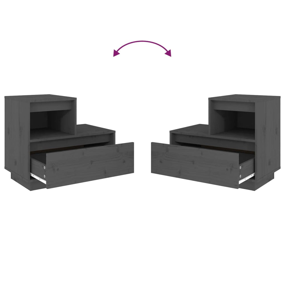 Nachtkastjes 2 st 60x34x51 cm massief grenenhout grijs MeubelReus