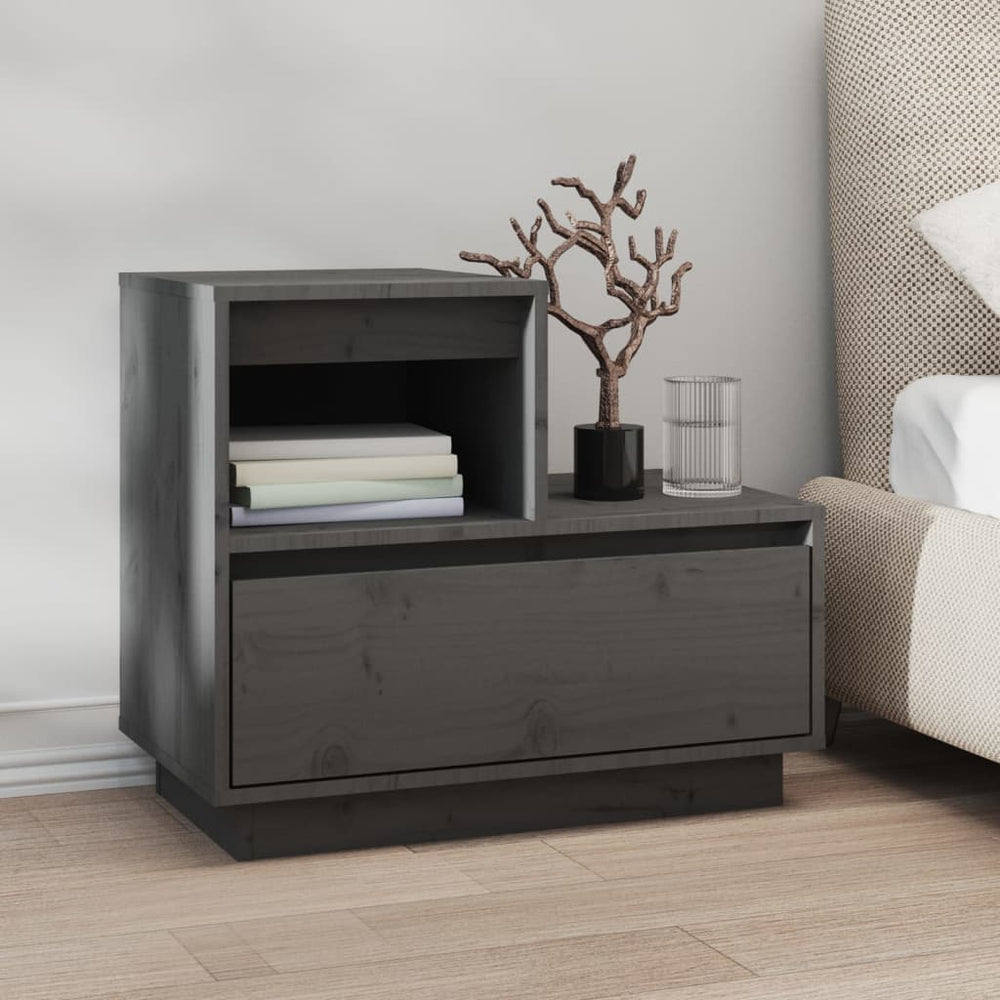 Nachtkastjes 2 st 60x34x51 cm massief grenenhout grijs MeubelReus