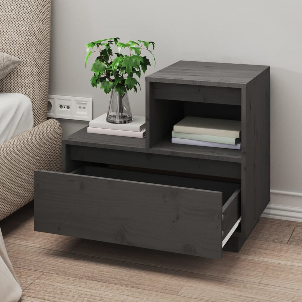 Nachtkastjes 2 st 60x34x51 cm massief grenenhout grijs MeubelReus