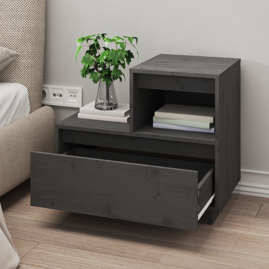Nachtkastjes 2 st 60x34x51 cm massief grenenhout grijs MeubelReus