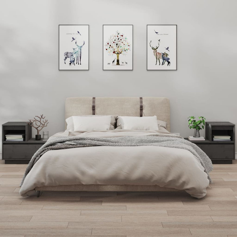 Nachtkastjes 2 st 60x34x51 cm massief grenenhout grijs MeubelReus