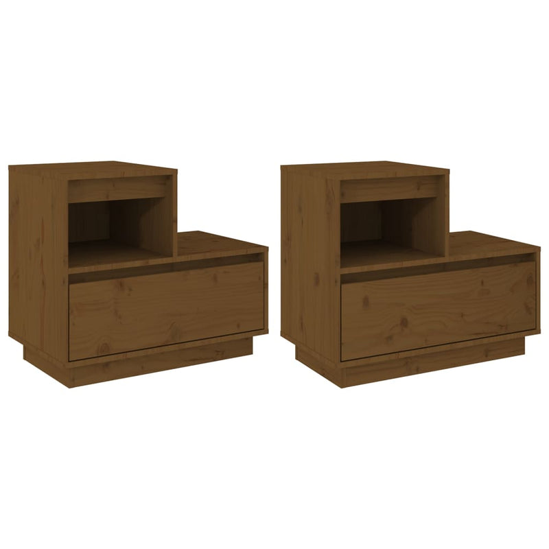 Nachtkastjes 2 st 60x34x51 cm massief grenenhout honingbruin MeubelReus