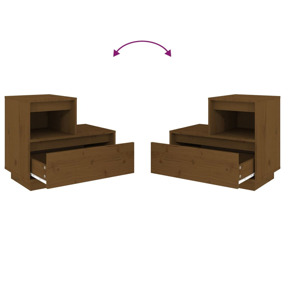 Nachtkastjes 2 st 60x34x51 cm massief grenenhout honingbruin MeubelReus