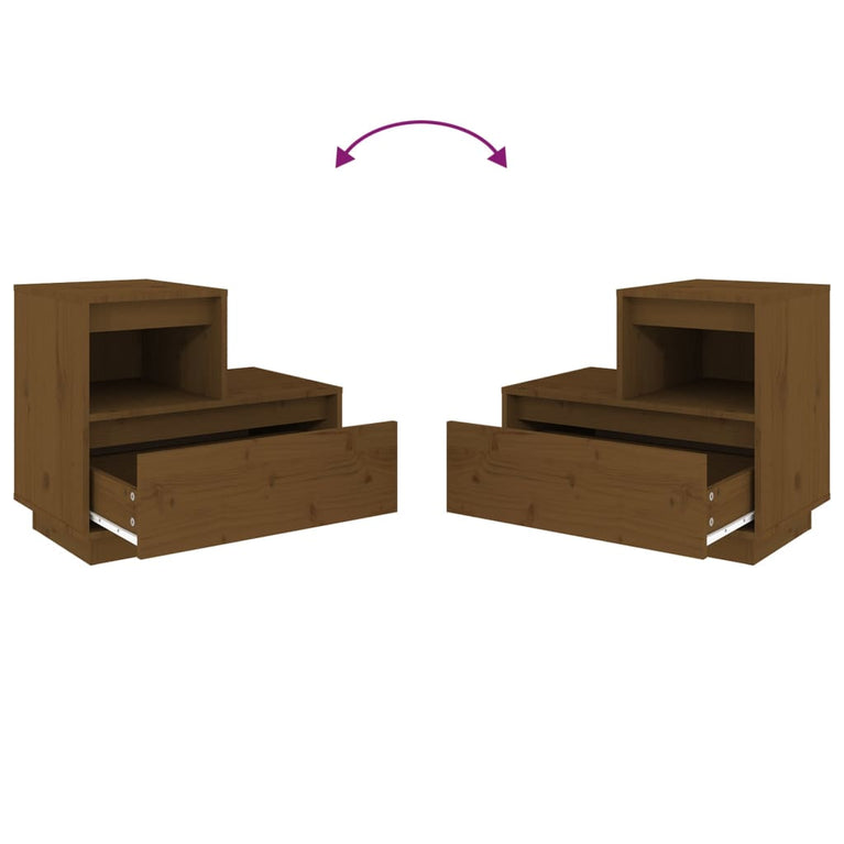 Nachtkastjes 2 st 60x34x51 cm massief grenenhout honingbruin MeubelReus