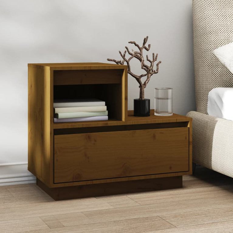 Nachtkastjes 2 st 60x34x51 cm massief grenenhout honingbruin MeubelReus