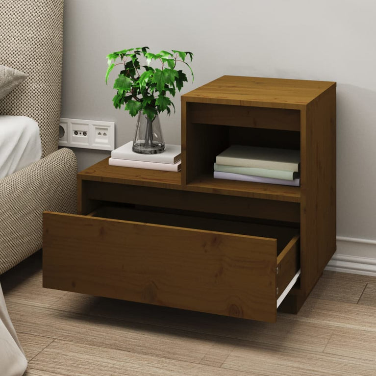 Nachtkastjes 2 st 60x34x51 cm massief grenenhout honingbruin MeubelReus
