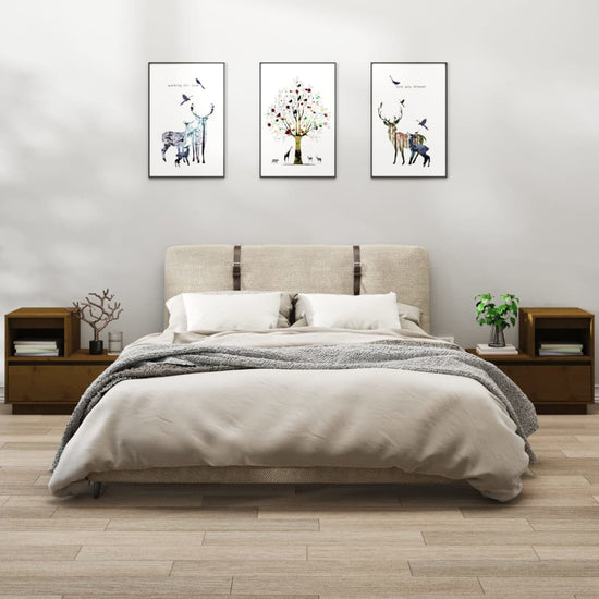 Nachtkastjes 2 st 60x34x51 cm massief grenenhout honingbruin MeubelReus