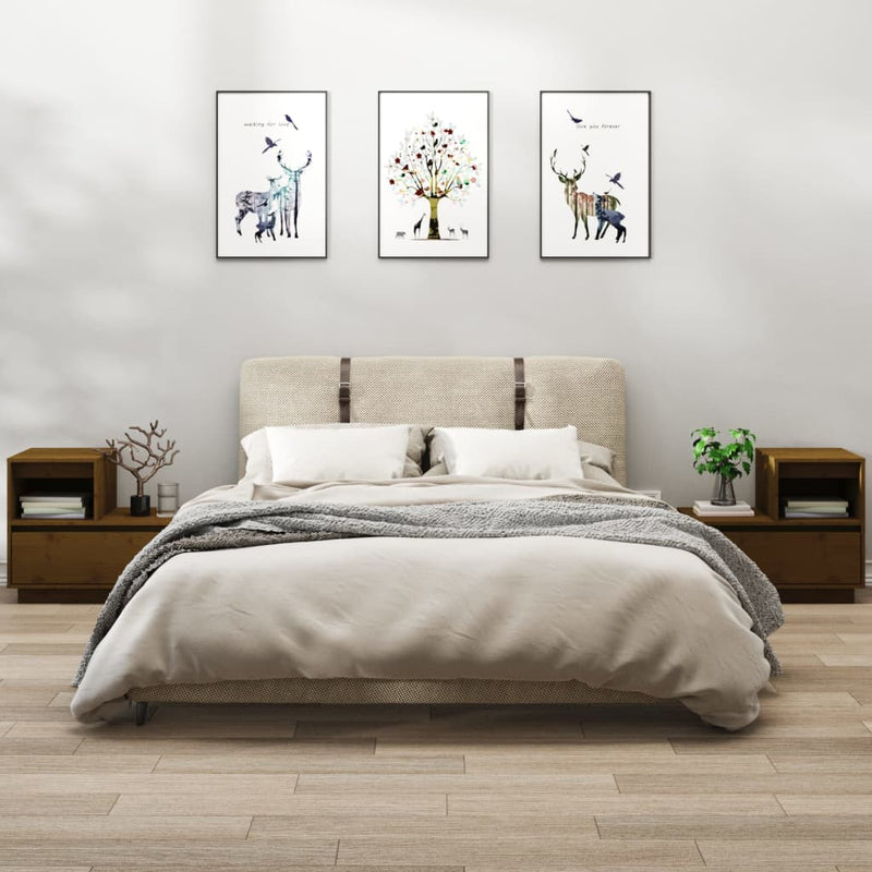 Nachtkastjes 2 st 60x34x51 cm massief grenenhout honingbruin MeubelReus
