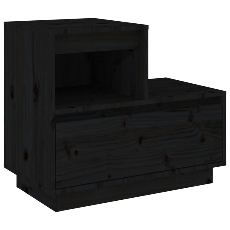 Nachtkastje 60x34x51 cm massief grenenhout zwart MeubelReus