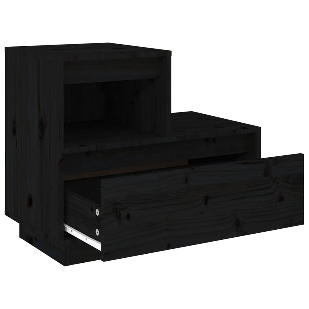 Nachtkastjes 2 st 60x34x51 cm massief grenenhout zwart MeubelReus