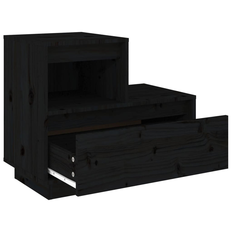 Nachtkastjes 2 st 60x34x51 cm massief grenenhout zwart MeubelReus