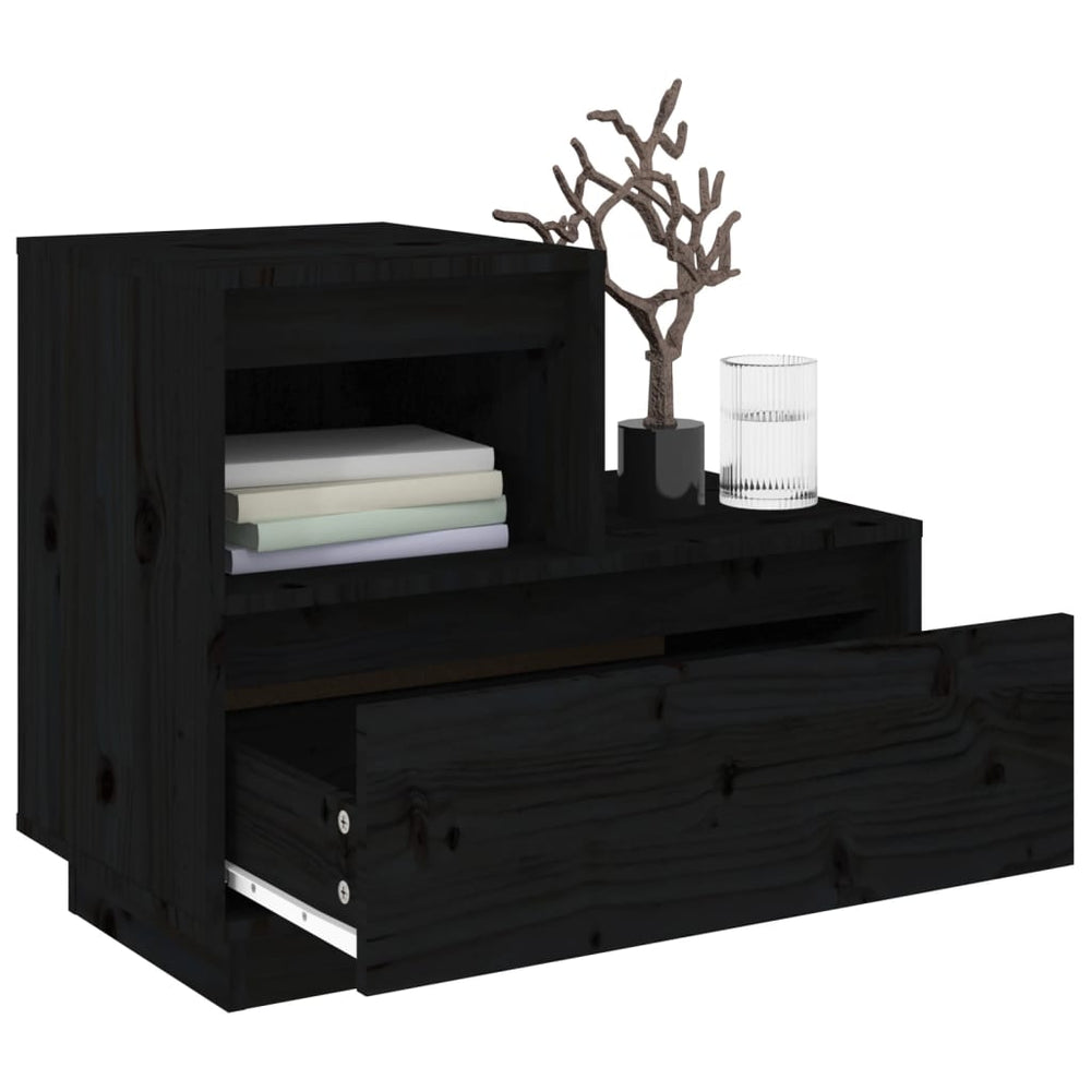 Nachtkastjes 2 st 60x34x51 cm massief grenenhout zwart MeubelReus