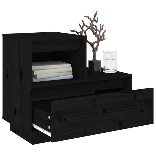 Nachtkastjes 2 st 60x34x51 cm massief grenenhout zwart MeubelReus