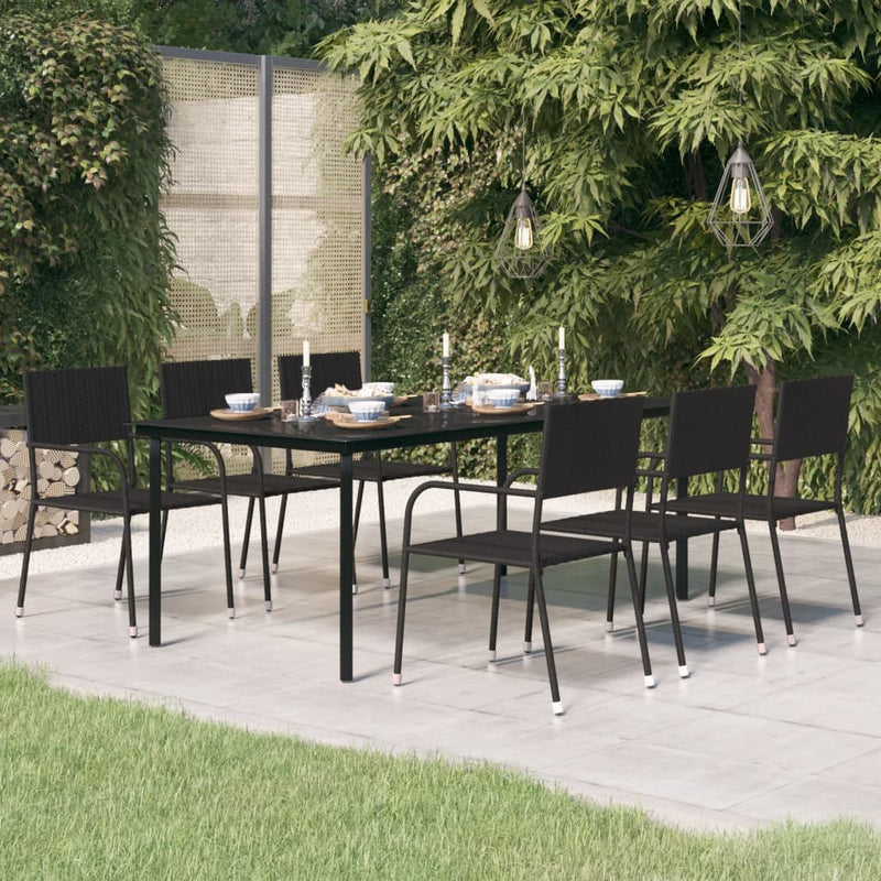 Tuintafel 200x100x74 cm staal en glas zwart MeubelReus