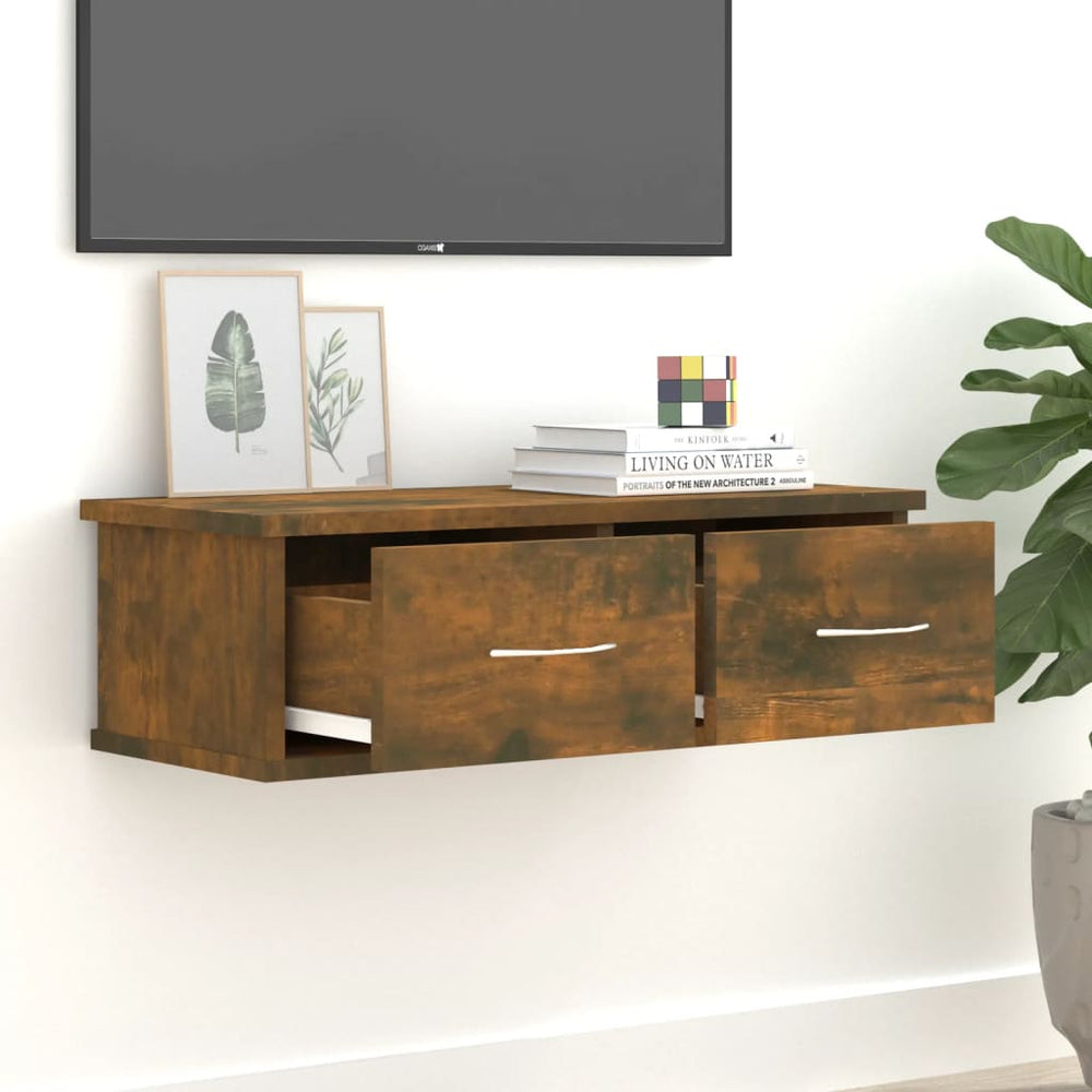 Wandkast 60x26x18,5 cm bewerkt hout gerookt eikenkleurig MeubelReus
