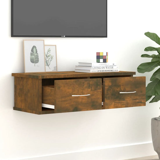Wandkast 60x26x18,5 cm bewerkt hout gerookt eikenkleurig MeubelReus
