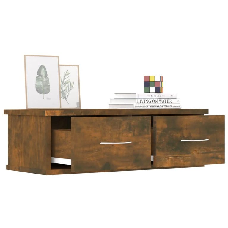 Wandkast 60x26x18,5 cm bewerkt hout gerookt eikenkleurig MeubelReus