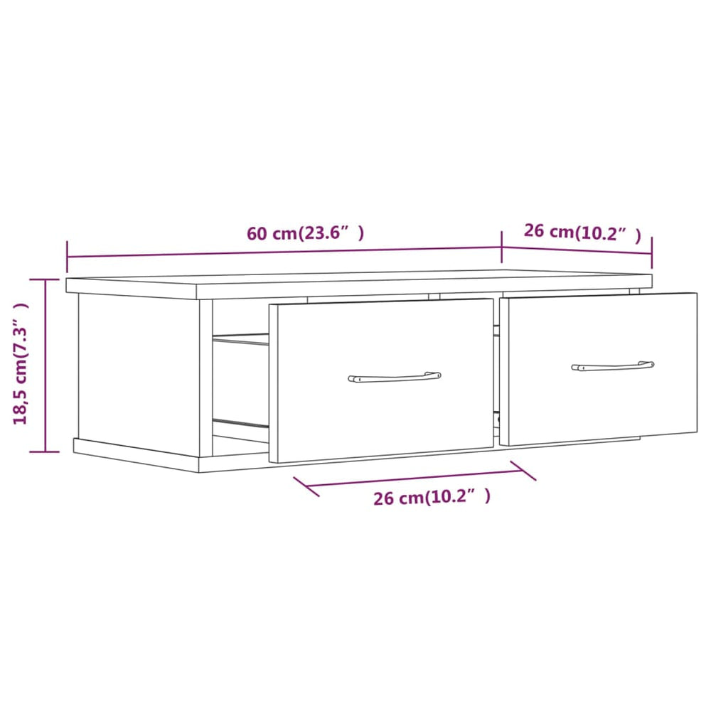 Wandkast 60x26x18,5 cm bewerkt hout gerookt eikenkleurig MeubelReus
