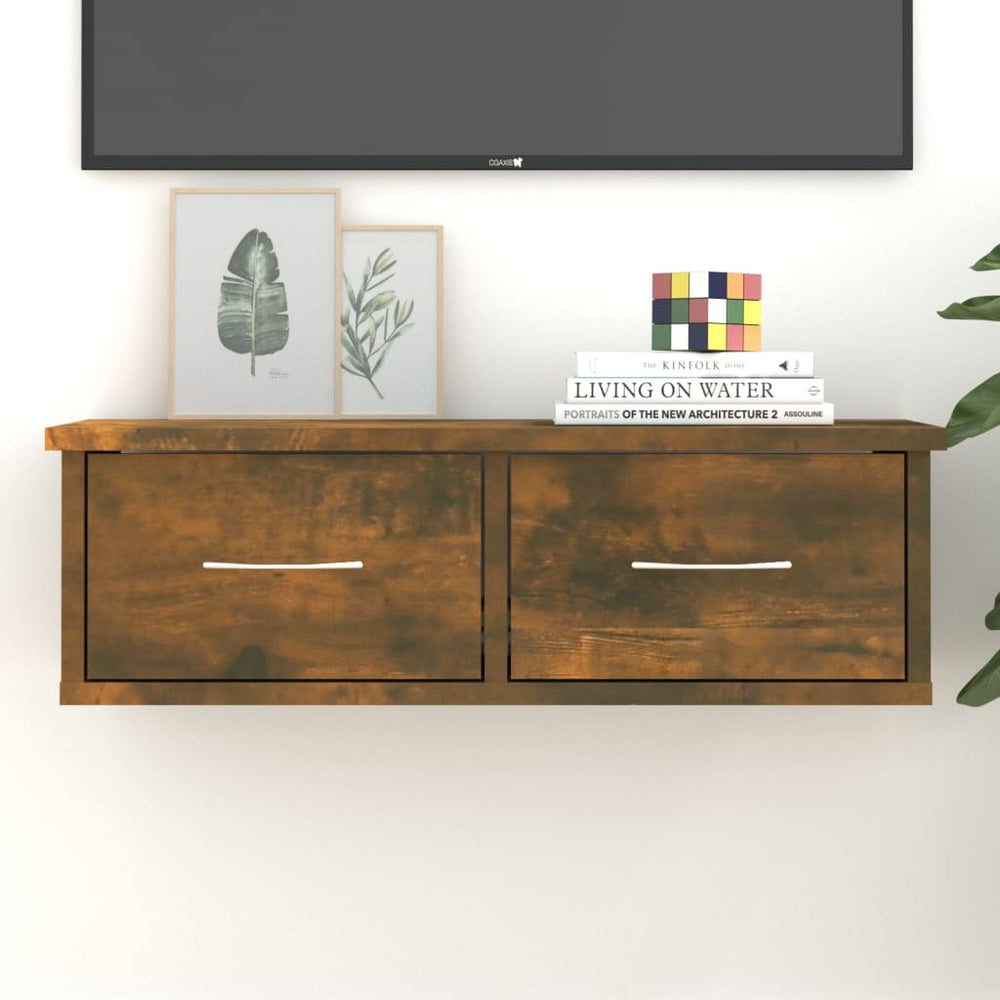Wandkast 60x26x18,5 cm bewerkt hout gerookt eikenkleurig MeubelReus