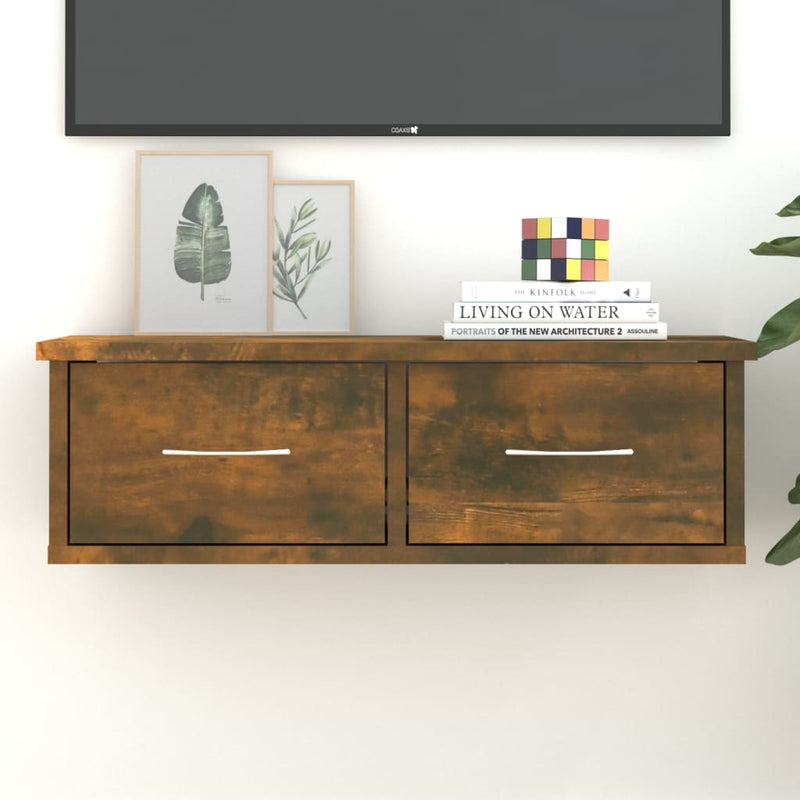 Wandkast 60x26x18,5 cm bewerkt hout gerookt eikenkleurig MeubelReus