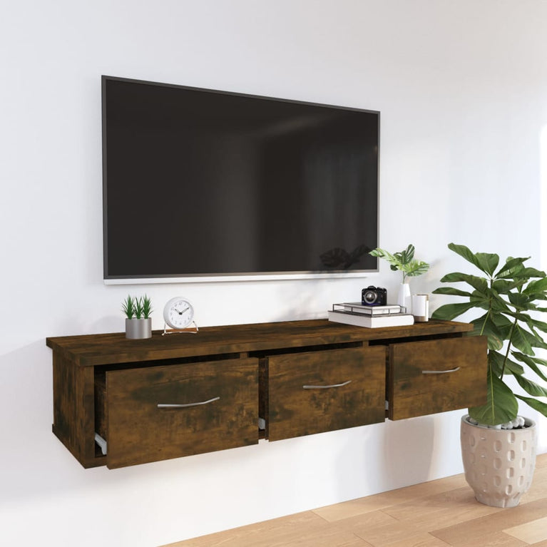 Wandkast 88x26x18,5 cm bewerkt hout gerookt eikenkleurig MeubelReus