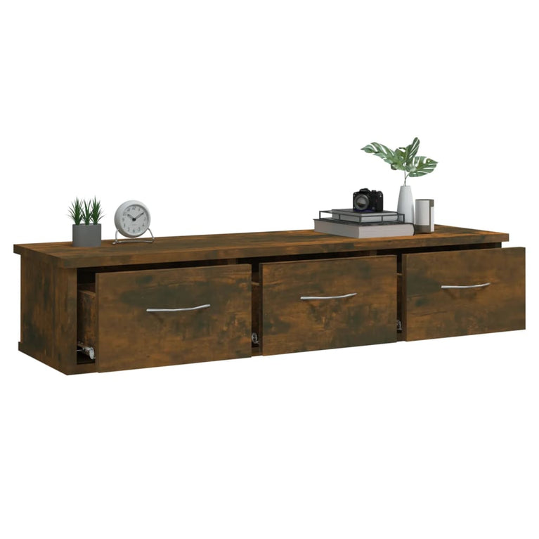 Wandkast 88x26x18,5 cm bewerkt hout gerookt eikenkleurig MeubelReus
