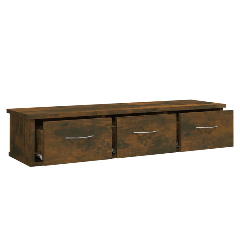 Wandkast 88x26x18,5 cm bewerkt hout gerookt eikenkleurig MeubelReus