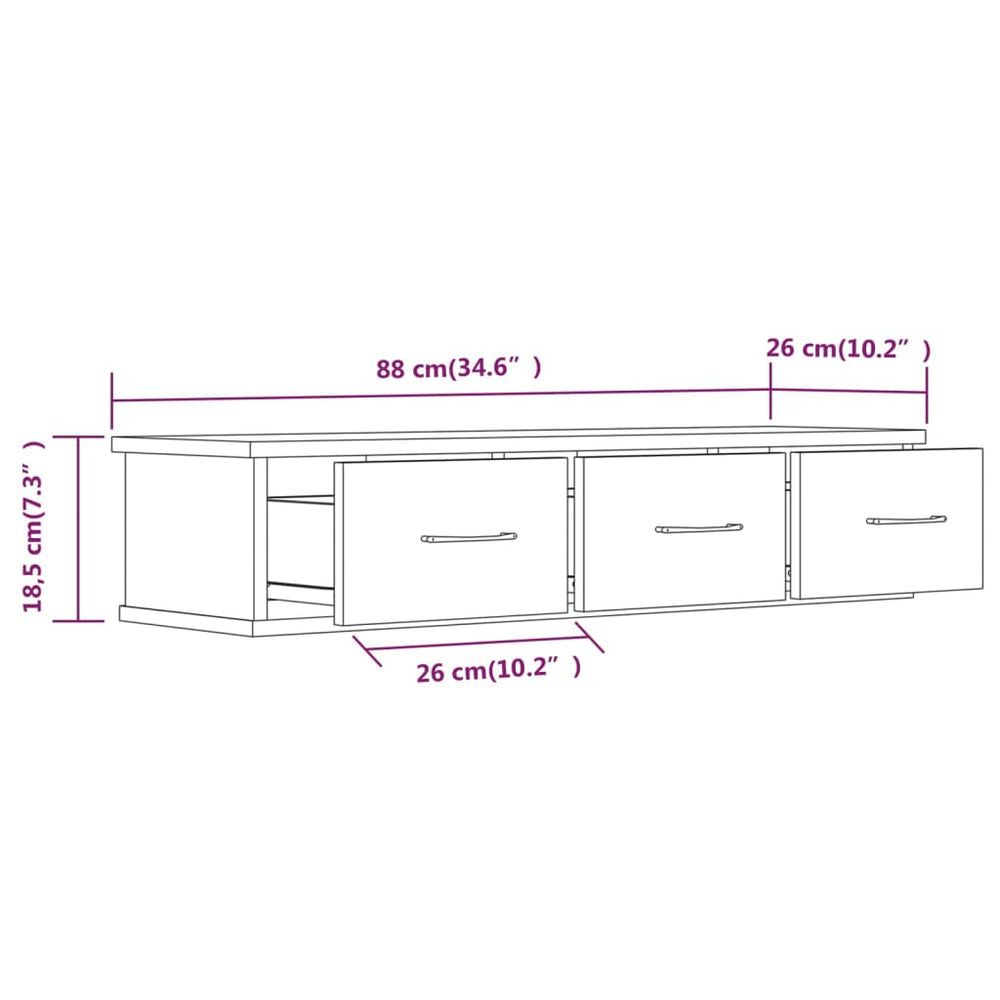 Wandkast 88x26x18,5 cm bewerkt hout gerookt eikenkleurig MeubelReus