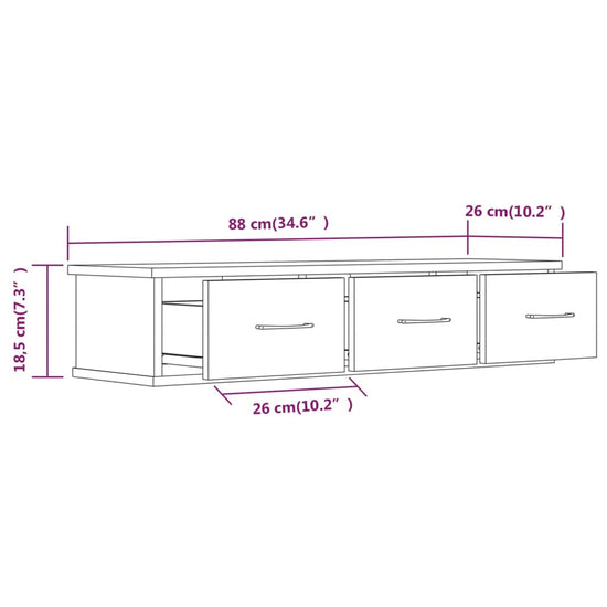 Wandkast 88x26x18,5 cm bewerkt hout gerookt eikenkleurig MeubelReus