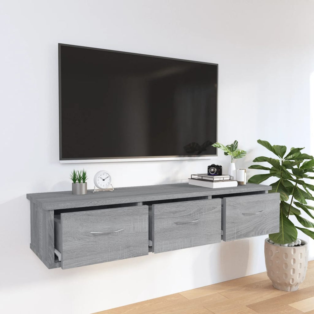 Wandkast 88x26x18,5 cm bewerkt hout grijs sonoma eikenkleurig MeubelReus