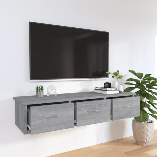Wandkast 88x26x18,5 cm bewerkt hout grijs sonoma eikenkleurig MeubelReus