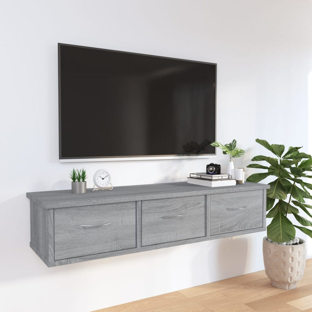 Wandkast 88x26x18,5 cm bewerkt hout grijs sonoma eikenkleurig MeubelReus