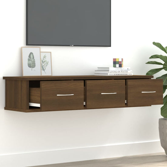 Wandkast 88x26x18,5 cm bewerkt hout bruin eikenkleur MeubelReus