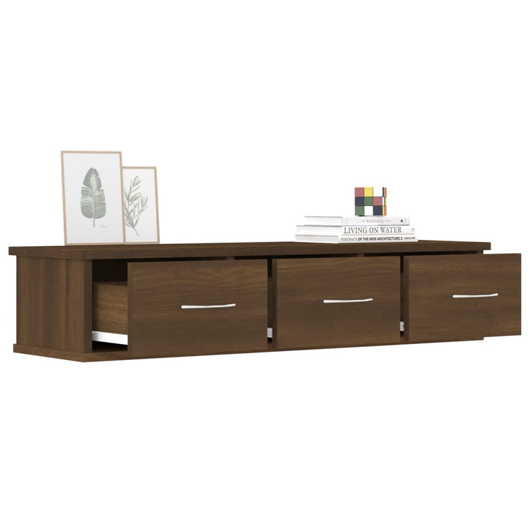 Wandkast 88x26x18,5 cm bewerkt hout bruin eikenkleur MeubelReus