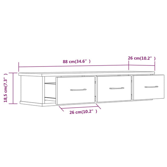 Wandkast 88x26x18,5 cm bewerkt hout bruin eikenkleur MeubelReus