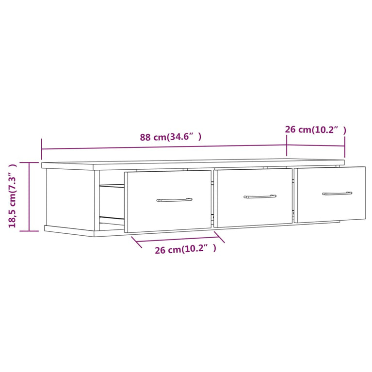 Wandkast 88x26x18,5 cm bewerkt hout bruin eikenkleur MeubelReus