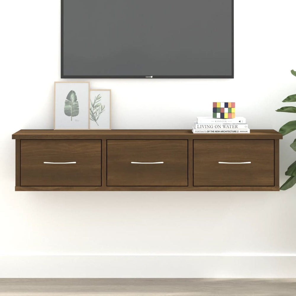Wandkast 88x26x18,5 cm bewerkt hout bruin eikenkleur MeubelReus