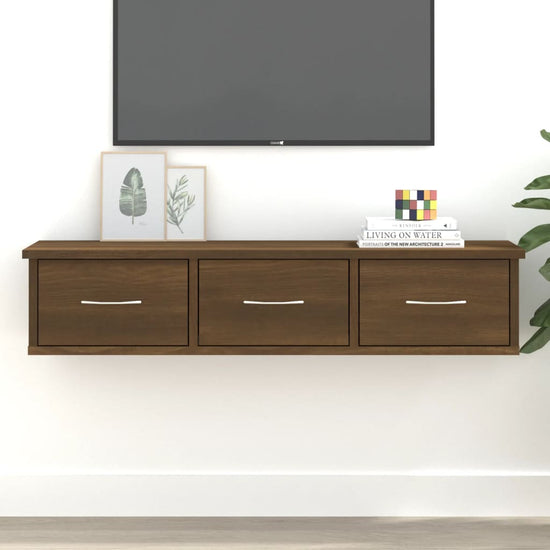 Wandkast 88x26x18,5 cm bewerkt hout bruin eikenkleur MeubelReus