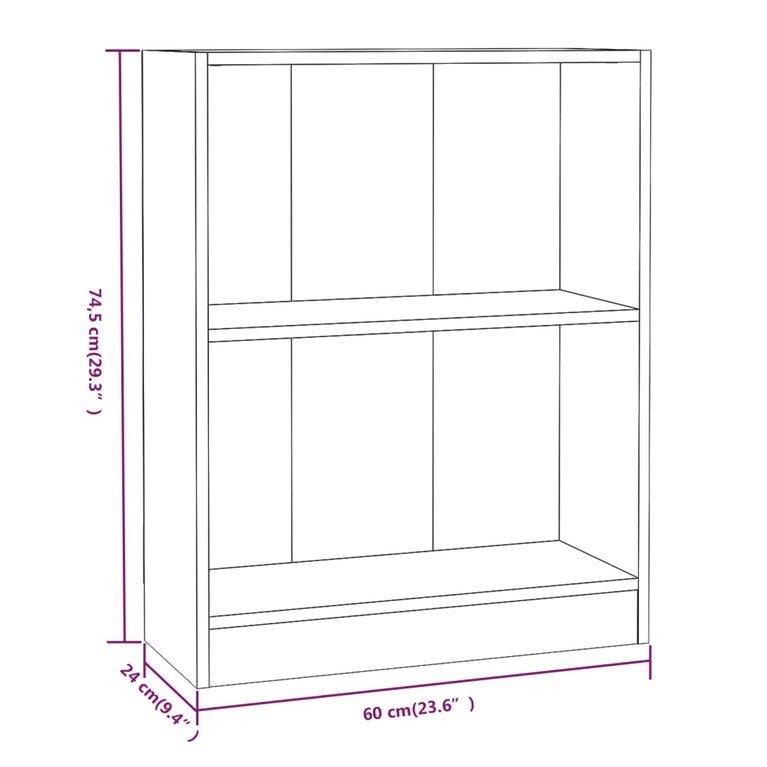 Boekenkast 60x24x74,5 cm bewerkt hout gerookt eikenkleurig MeubelReus