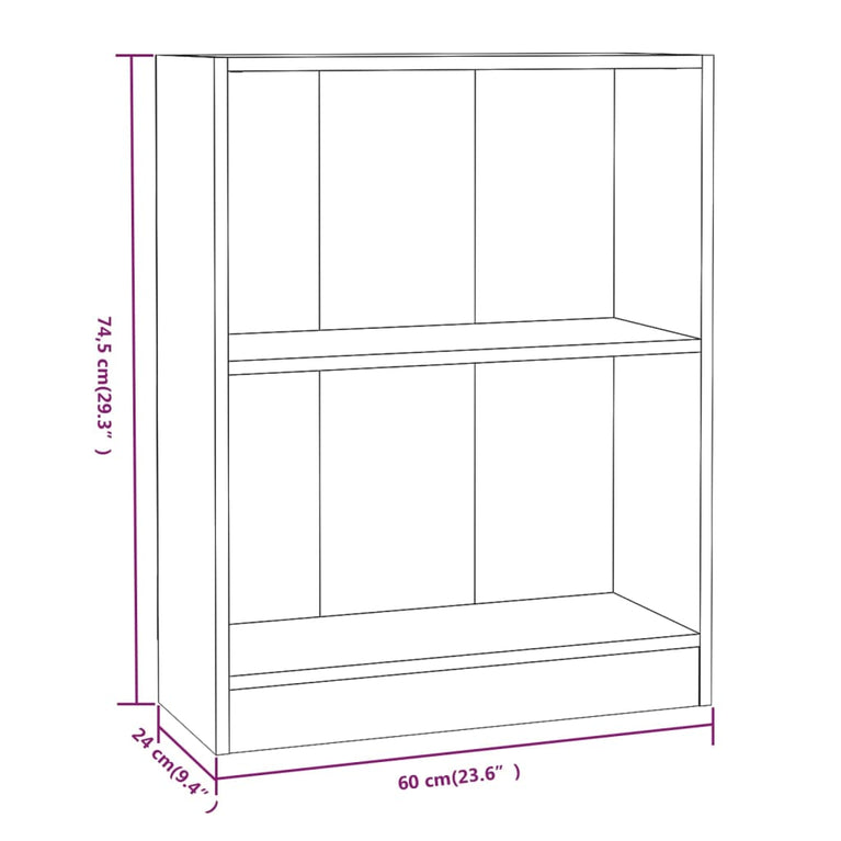 Boekenkast 60x24x74,5 cm bewerkt hout grijs sonoma eikenkleurig MeubelReus