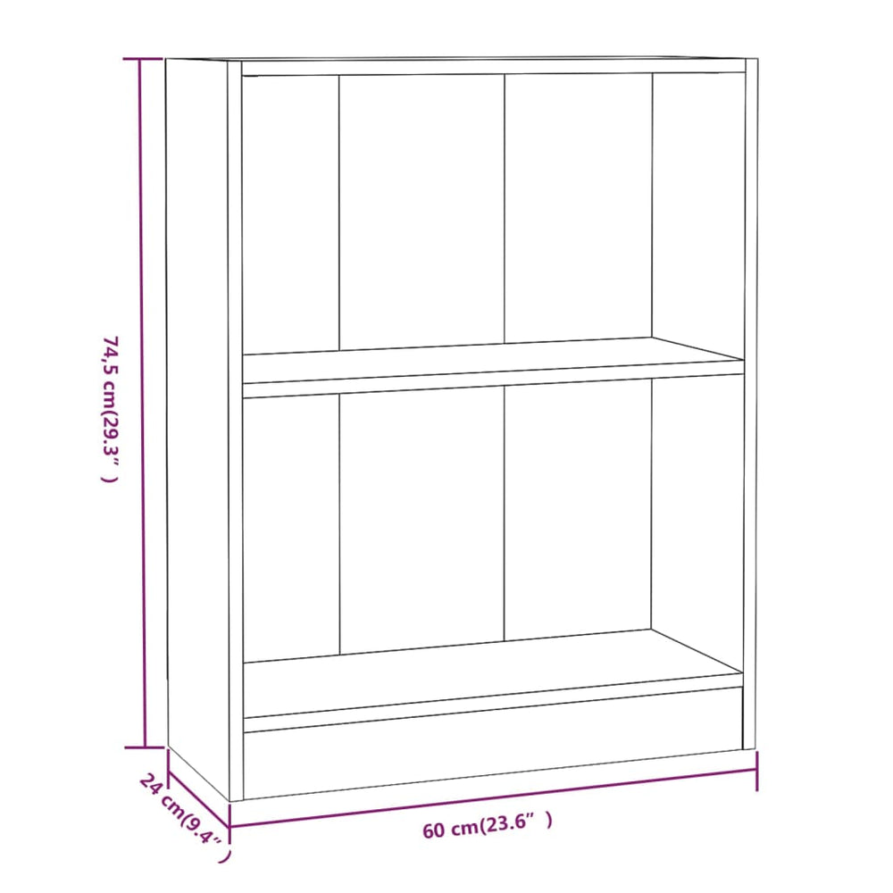 Boekenkast 60x24x74,5 cm bewerkt hout bruin eikenkleur MeubelReus