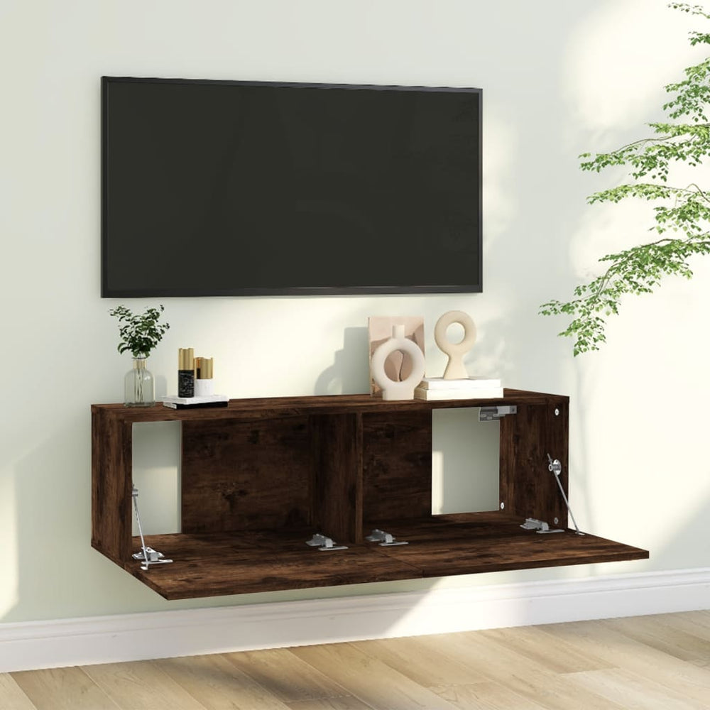 Tv-wandmeubel 100x30x30 cm bewerkt hout gerookt eikenkleurig MeubelReus