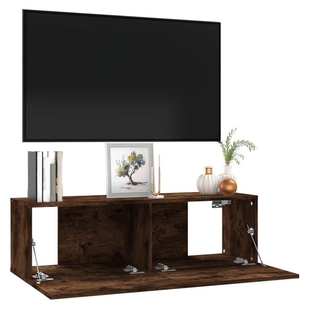 Tv-wandmeubel 100x30x30 cm bewerkt hout gerookt eikenkleurig MeubelReus