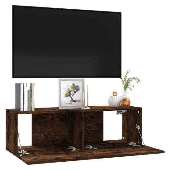 Tv-wandmeubel 100x30x30 cm bewerkt hout gerookt eikenkleurig MeubelReus