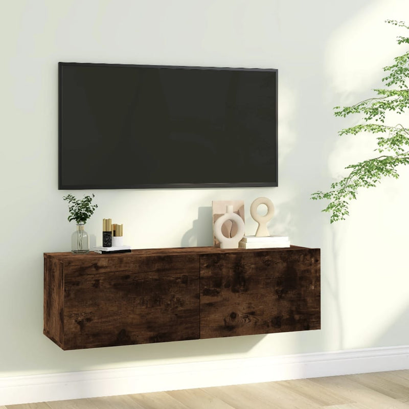 Tv-wandmeubel 100x30x30 cm bewerkt hout gerookt eikenkleurig MeubelReus