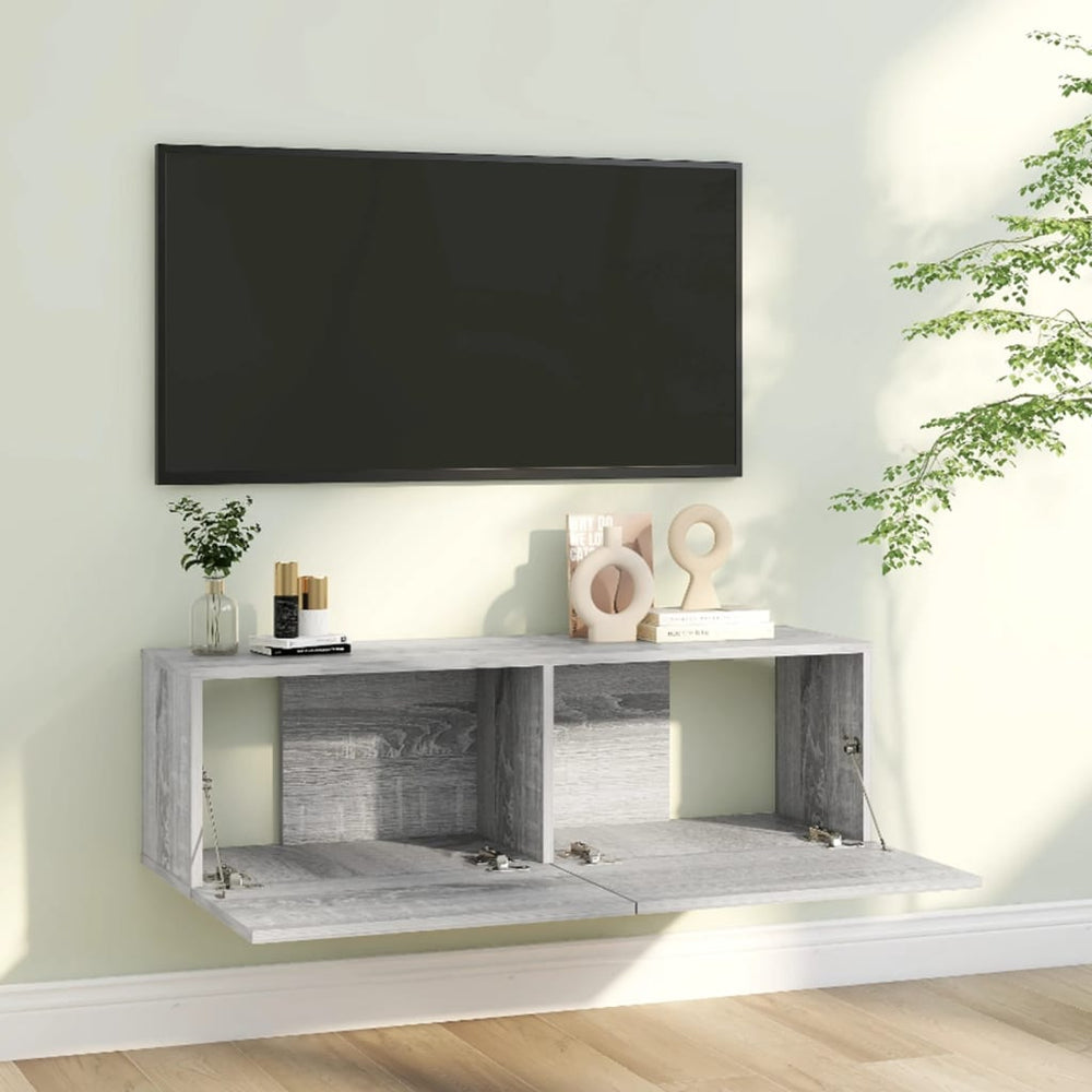 Tv-wandmeubel 100x30x30 cm bewerkt hout grijs sonoma eikenkleur MeubelReus