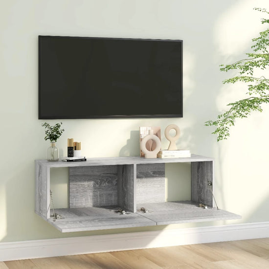 Tv-wandmeubel 100x30x30 cm bewerkt hout grijs sonoma eikenkleur MeubelReus