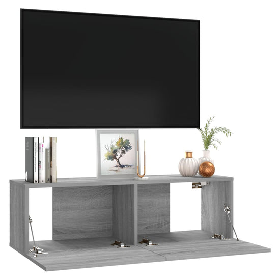 Tv-wandmeubel 100x30x30 cm bewerkt hout grijs sonoma eikenkleur MeubelReus