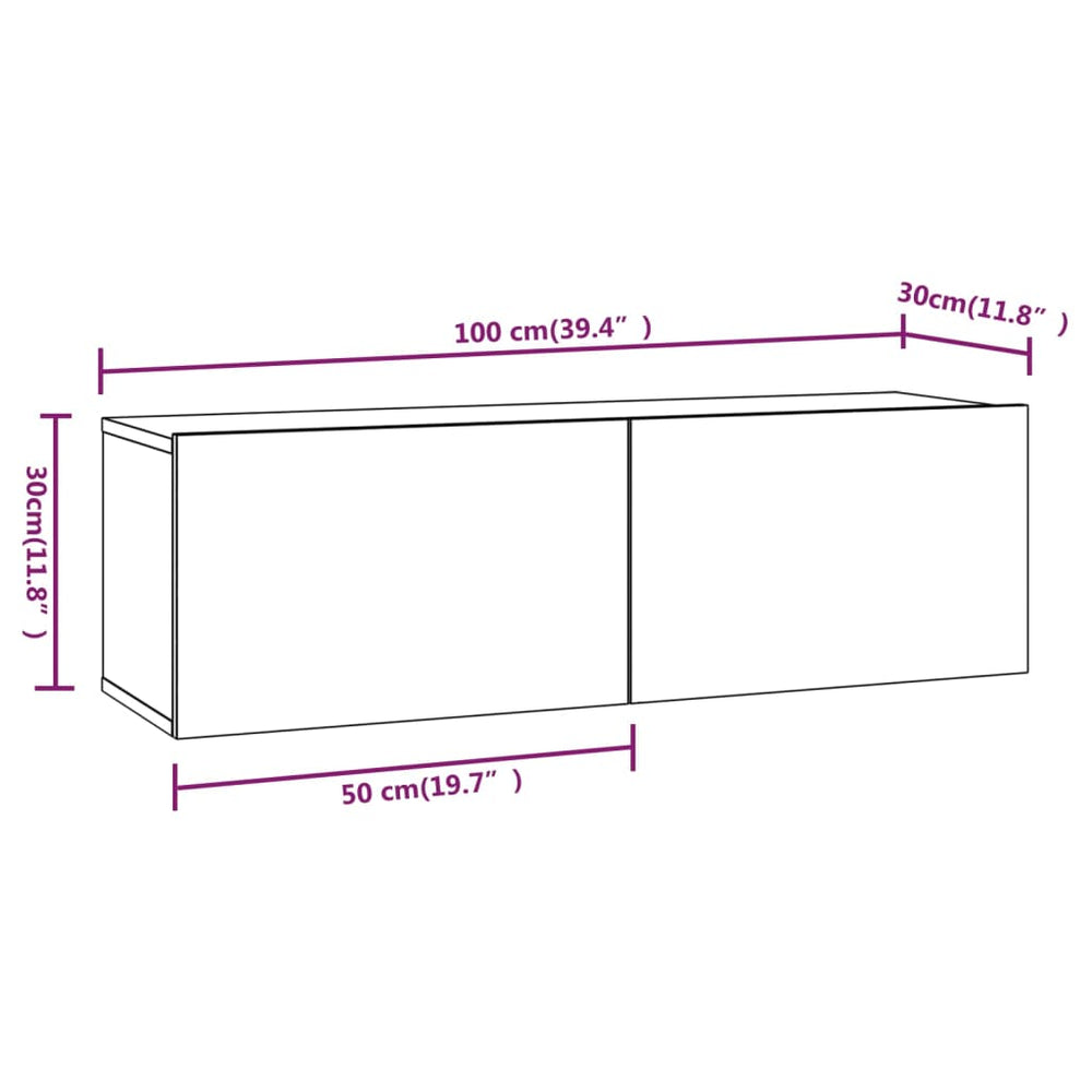 Tv-wandmeubel 100x30x30 cm bewerkt hout grijs sonoma eikenkleur MeubelReus