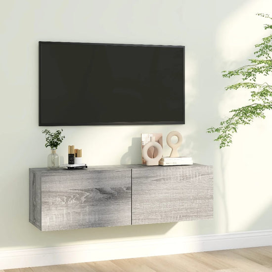 Tv-wandmeubel 100x30x30 cm bewerkt hout grijs sonoma eikenkleur MeubelReus